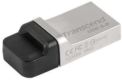 USB Накопитель Transcend 32GB JETFLASH 880 silver USB 3.0/microUSB фото 1
