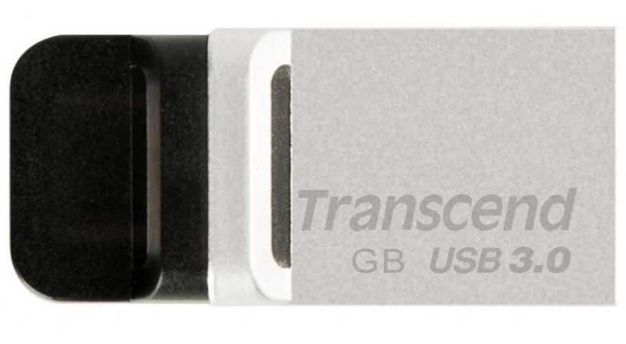 USB Накопитель Transcend 32GB JETFLASH 880 silver USB 3.0/microUSB фото 2