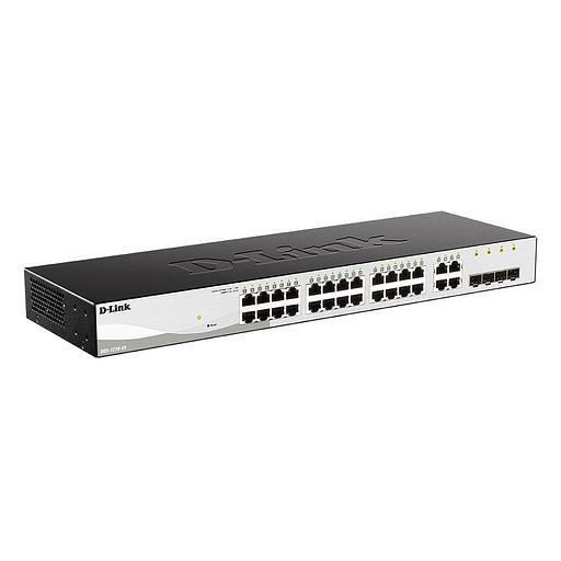Коммутатор D-Link DGS-1210-28/F3A, L2 Smart Switch with 24 10/100/1000Base-T ports and 4 1000Base-T/SFP combo-ports.8K Mac address, 802.3x Flow Control, 256 of 802.1Q VLAN, VID range 1-4094, 4 IP Interface, 8 (DGS-1210-28/F3A) фото 1