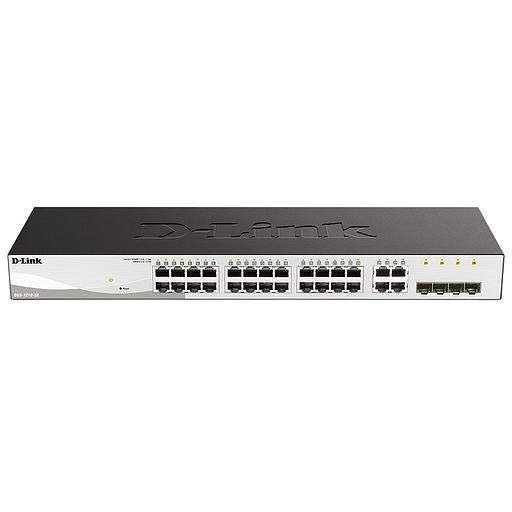 Коммутатор D-Link DGS-1210-28/F3A, L2 Smart Switch with 24 10/100/1000Base-T ports and 4 1000Base-T/SFP combo-ports.8K Mac address, 802.3x Flow Control, 256 of 802.1Q VLAN, VID range 1-4094, 4 IP Interface, 8 (DGS-1210-28/F3A) фото 2