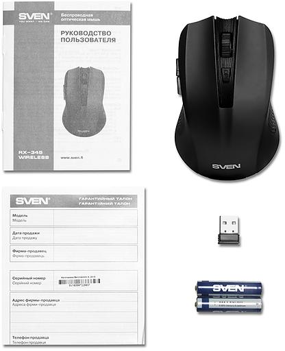 Беспроводная мышь SVEN RX-350W чёрная (5+1кл. 600-1400DPI, SoftTouch, блист) Sven RX-350W (SV-019570) фото 6
