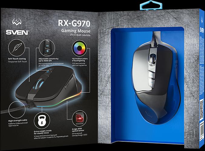 Игровая мышь SVEN RX-G970 USB (6+1кл. 500-4000 DPI, ПО, SoftTouch, подсветка) Sven SV-016401 фото 9