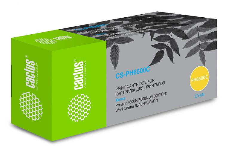 Картридж лазерный Cactus 106R02233 CS-PH6600C голубой бар.в компл. (6000стр.) для Xerox Ph 6600/WC 6605 фото 1