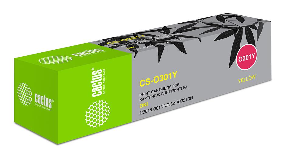 Картридж лазерный Cactus 44973541 CS-O301Y желтый (1500стр.) для Oki C301/321 фото 1