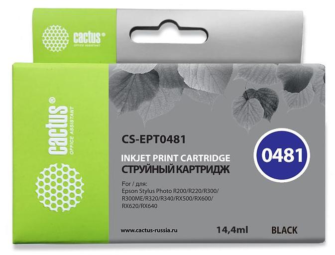 Картридж струйный Cactus CS-EPT0481 черный (16мл) для Epson Stylus Photo R200/R220/R300/R320/R340/RX500/RX600/RX620/RX640 фото 1