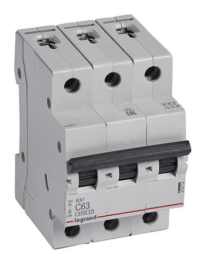 Выключатель автоматический Legrand RX3 419714 63A тип C 4.5kA 3П 400В 3мод фото 1