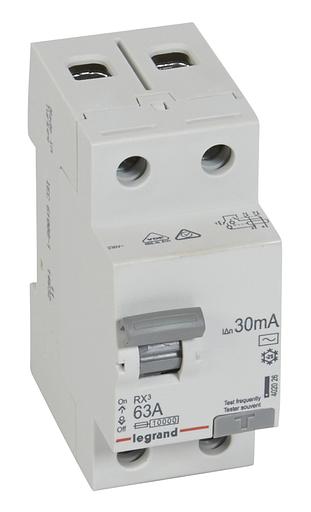 Выключатель дифф.тока УЗО Legrand RX3 402026 63A 30мА AC 2П 230В 2мод фото 1
