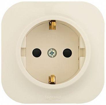 Розетка силовая Legrand Quteo (782250) откр. зазем. штор. IP20 слоновая кость фото 2