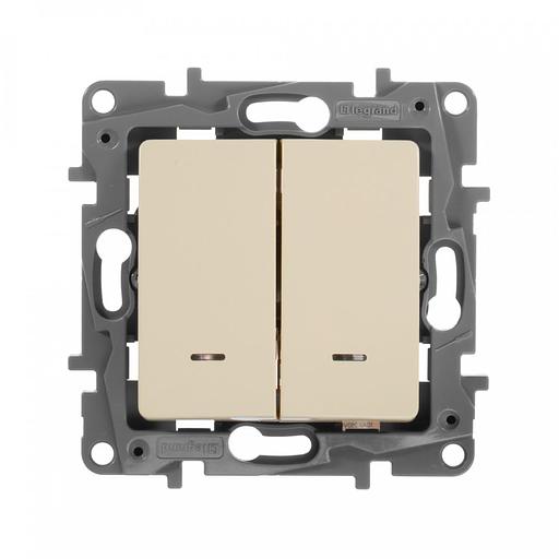 Выключатель Legrand Etika скрыт. 2кл. с подсветкой IP20 слоновая кость (672304) фото 1