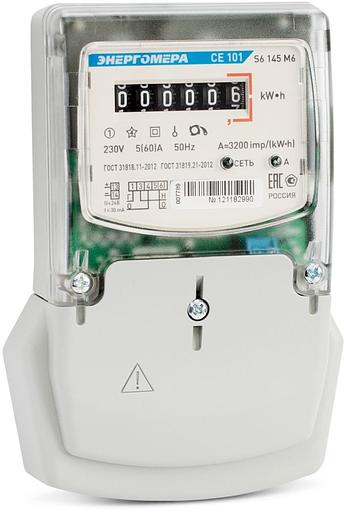 Счетчик электроэнергии Энергомера CE 101 S6 145 M6 1 однотарифный 5(60)A монтажная плата (101001003007789) фото 2