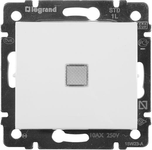 Выключатель Legrand Valena скрыт. 1кл. с подсветкой IP20 белый (774410) фото 1