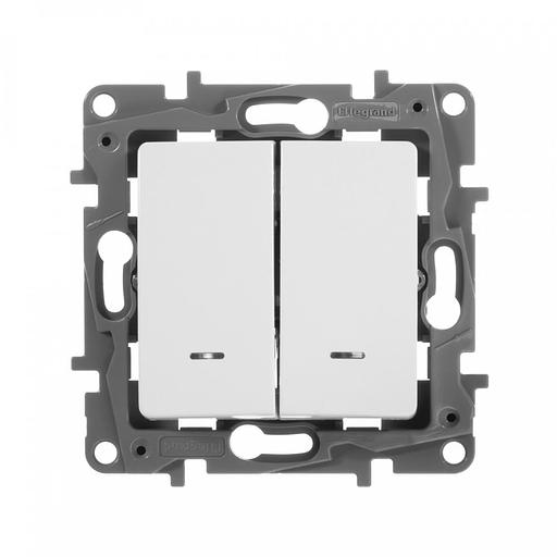 Выключатель Legrand Etika скрыт. 2кл. с подсветкой IP20 белый (672204) фото 1