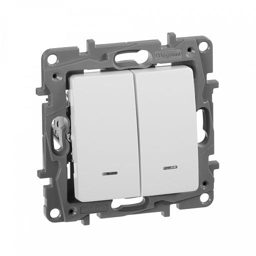 Выключатель Legrand Etika скрыт. 2кл. с подсветкой IP20 белый (672204) фото 2