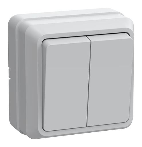 Выключатель IEK Октава откр. 2кл. IP20 белый (упак.:1шт) (EVO20-K01-10-DC) фото 1