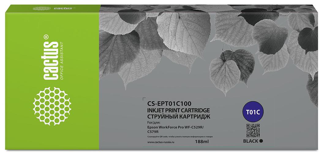 Картридж струйный Cactus CS-EPT01C100 T01C черный (188мл) для Epson WorkForce Pro WF-C529RDTW/WF-C579RD2TWF/WF-C579RDTWF Pro фото 1