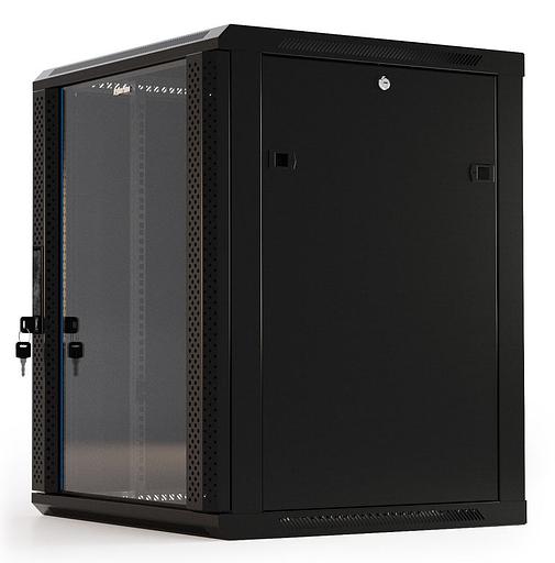 Шкаф серверный Hyperline (TWB-0945-GP-RAL9004) настенный 9U 600x450мм пер.дв.стекл 2 бок.пан. 60кг черный IP20 сталь фото 5