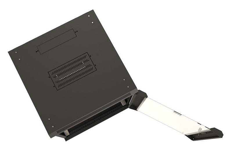 Шкаф серверный Hyperline (TWB-0645-GP-RAL9004) настенный 6U 600x450мм пер.дв.стекл 60кг черный IP20 сталь фото 2