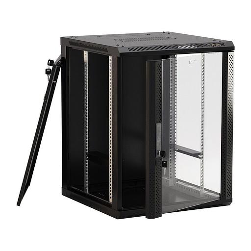 Шкаф серверный Hyperline (TWB-FC-1866-GP-RAL9004) настенный 18U 600x600мм пер.дв.стекл 60кг черный IP20 сталь фото 3