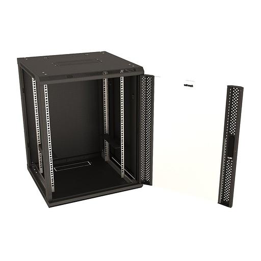 Шкаф серверный Hyperline (TWB-FC-1866-GP-RAL9004) настенный 18U 600x600мм пер.дв.стекл 60кг черный IP20 сталь фото 5