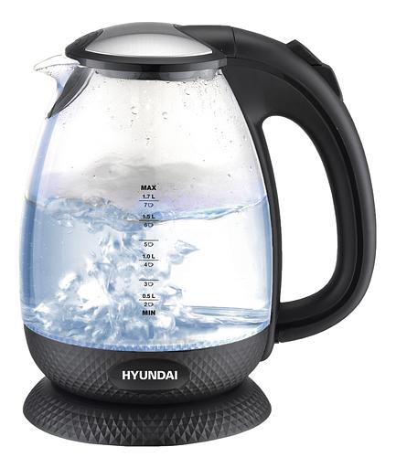 Чайник электрический Hyundai HYK-G3804 1.7л. 2200Вт черный (корпус: стекло) фото 1