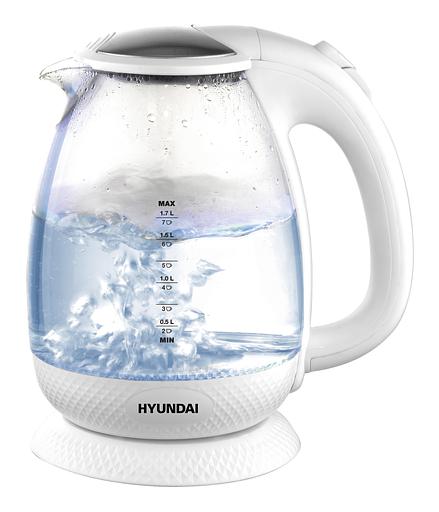 Чайник электрический Hyundai HYK-G3805 1.7л. 2200Вт белый/прозрачный (корпус: стекло) фото 1