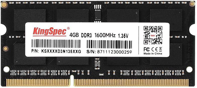 Память DDR3 4Gb 1600MHz Kingspec KS1600D3N13504G RTL PC3-12800 CL11 SO-DIMM 204-pin 1.35В фото 2