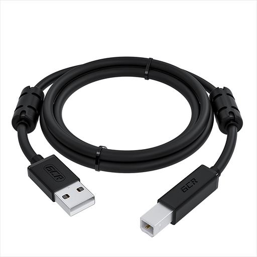 GCR Кабель PROF 2.0m USB 2.0, AM/BM, черный, ферритовые кольца, 28/24 AWG, экран, армированный, морозостойкий (GCR-52423) фото 3