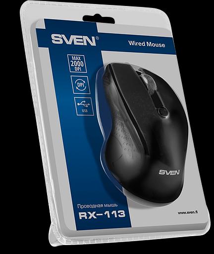 Мышь SVEN RX-113 (5+1кл. 800-2000DPI, Soft Touch, каб. 1,5м, блист.) USB чёрная Sven RX-113 (SV-018733) фото 9