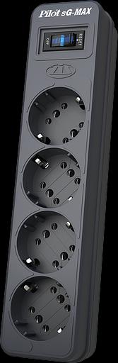 Сетевой фильтр Pilot SG 5 розеток (GP с заземлением), 15А/3.3кВа, автомат, 1.8 м, графит ZIS Pilot sG-Max фото 1
