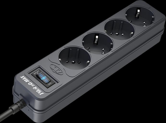 Сетевой фильтр Pilot SG 5 розеток (GP с заземлением), 15А/3.3кВа, автомат, 1.8 м, графит ZIS Pilot sG-Max фото 3