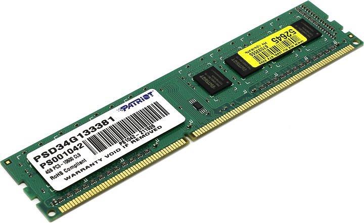 Модуль памяти DIMM 4GB PC10600 DDR3 PSD34G133381 PATRIOT фото 1