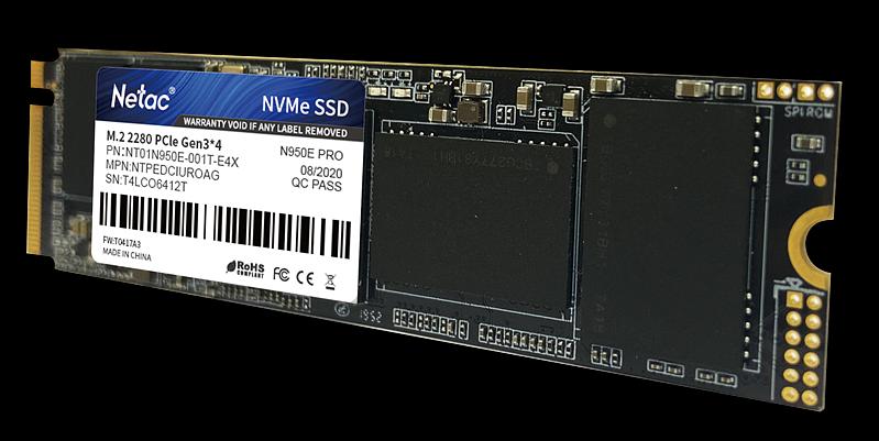 Ssd накопитель Netac SSD N950E Pro PCIe 3 x4 M.2 2280 NVMe 3D NAND 1TB, R/W up to 3350/2800MB/s, 1024MB DRAM buffer, with heat sink, 5y wty (NT01N950E-001T-E4X) фото 4