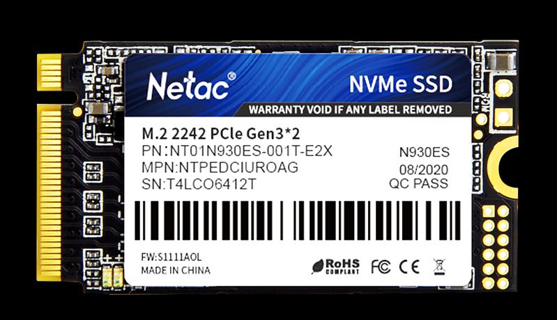 Ssd накопитель Netac SSD N930ES PCIe 3 x2 M.2 2242 NVMe 3D NAND 1TB, R/W up to 1650/1500MB/s, 3y wty (NT01N930ES-001T-E2X) фото 1
