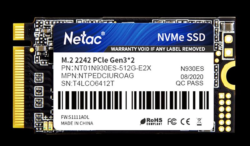 Ssd накопитель Netac SSD N930ES PCIe 3 x2 M.2 2242 NVMe 3D NAND 512GB, R/W up to 1650/1500MB/s, 3y wty (NT01N930ES-512G-E2X) фото 1