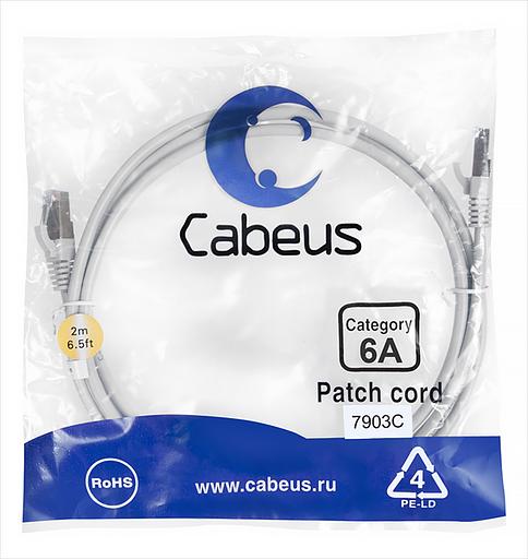 Cabeus PC-SSTP-RJ45-Cat.6a-2m-LSZH Патч-корд S/FTP, категория 6а (10G), 2xRJ45/8p8c, экранированный, серый, LSZH, 2м (PC-SSTP-RJ45-Cat.6a-2m-LSZH) фото 1