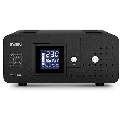 ИБП SVEN RT-1000, линейно-интерактивный непрерывного действия с длительным временем резервирования, автоматический стабилизатор напряжения, 600Вт, 1000Ва, 2 евророзетки, аккумуляторные батареи в комплект не входят, 300мм x 270мм x 140мм, 9.9 кг SVEN RT-10 фото 2
