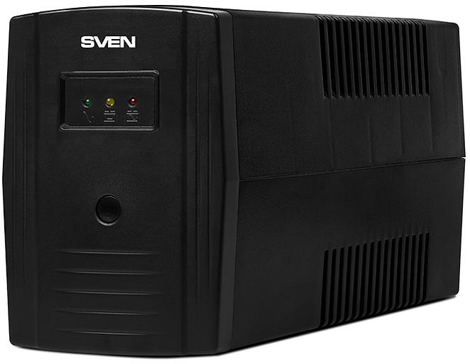 ИБП SVEN Pro 600, линейно-интерактивный, автоматический стабилизатор напряжения, 360Вт, 600Ва, 2 евророзетки, черный, габариты 100х295х145мм, 4,3кг. SVEN Pro 600 (SV-013837) фото 1