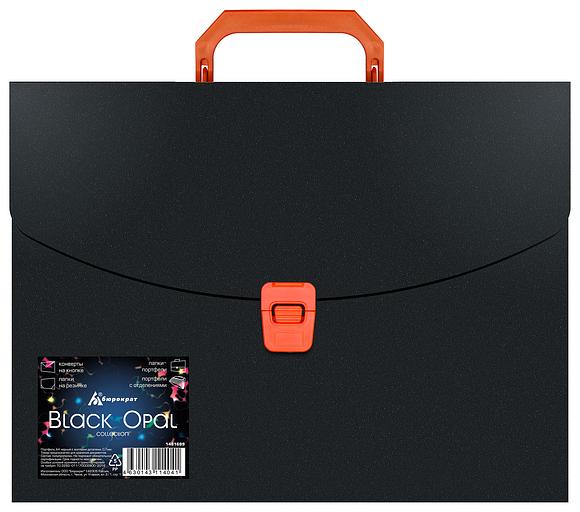 Портфель Бюрократ Black Opal BLPP01OR 1 отдел. A4 пластик 0.7мм черный/оранжевый фото 1