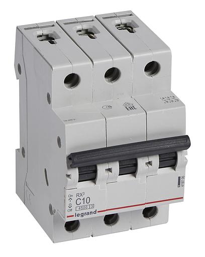 Выключатель автоматический Legrand RX3 419706 10A тип C 4.5kA 3П 400В 3мод фото 1