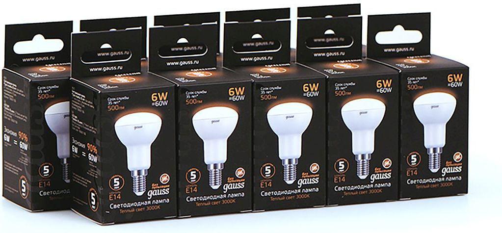 Лампа светодиодная Gauss R39 6Вт цок.:E14 рефлектор 220B 3000K св.свеч.бел.теп. (упак.:10шт) (106001106) фото 5