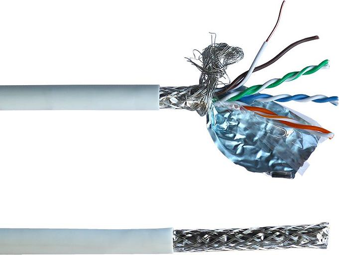 Кабель Lanmaster LAN-5ESFTP-LSZH-WH кат.5е S/FTP оплётка/индивидуальный экран пар 4X2X24AWG LSZH внутренний 305м белый фото 1