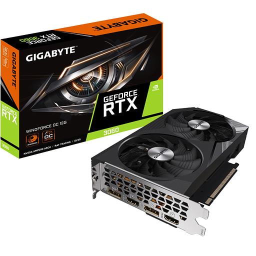 Видеокарта Gigabyte PCI-E 4.0 GV-N3060WF2OC-12GD NVIDIA GeForce RTX 3060 12288Mb 192 GDDR6 1777/15000 HDMIx2 DPx2 HDCP Ret фото 1