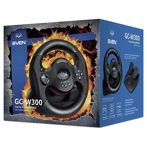 Руль SVEN GC-W300 (педали, вибро, лепестки, D-pad, 10 кл, резин. вставки, PC, цифр. и аналог.) SVEN GC-W300 (SV-017934) фото 8