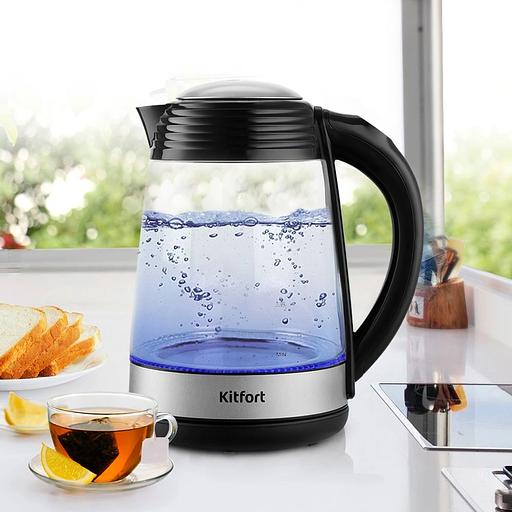 Чайник электрический Kitfort КТ-6126 1.7л. 2200Вт черный/нержавеющая сталь (корпус: пластик/стекло) фото 9