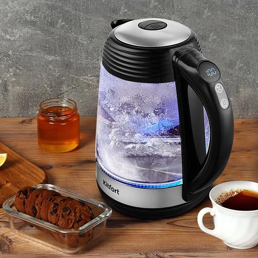 Чайник электрический Kitfort КТ-6126 1.7л. 2200Вт черный/нержавеющая сталь (корпус: пластик/стекло) фото 10