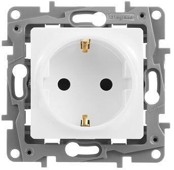 Розетка силов. Legrand Etika 672222 скрыт. зазем. штор. IP21 белый фото 2