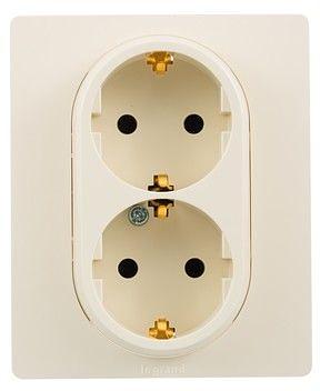 Розетка силов. Legrand Etika 672323 скрыт. зазем. IP21 слоновая кость фото 2