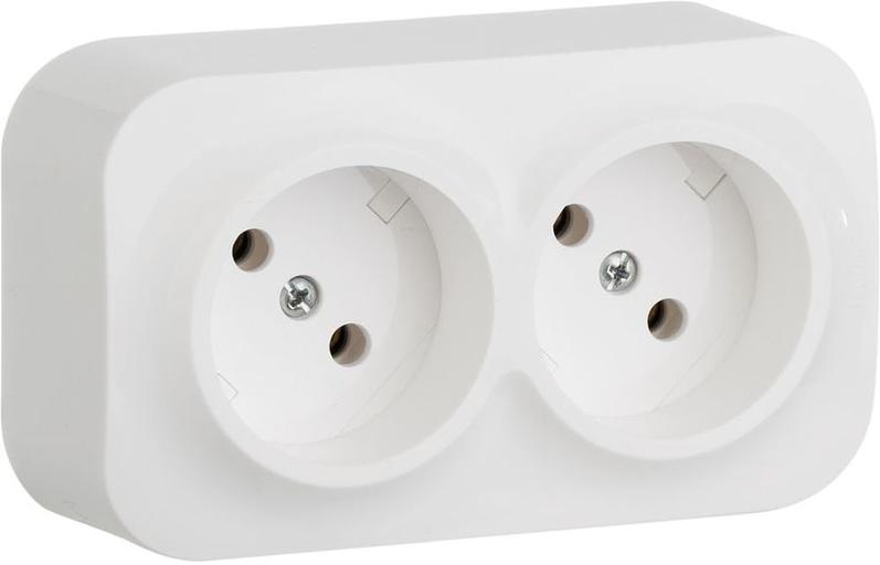 Блок силов. Legrand Quteo 782261 2розет. двойн. откр. зазем. IP21 слоновая кость фото 1