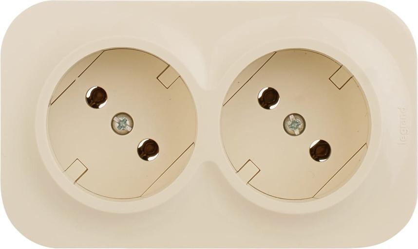 Блок силов. Legrand Quteo 782261 2розет. двойн. откр. зазем. IP21 слоновая кость фото 3