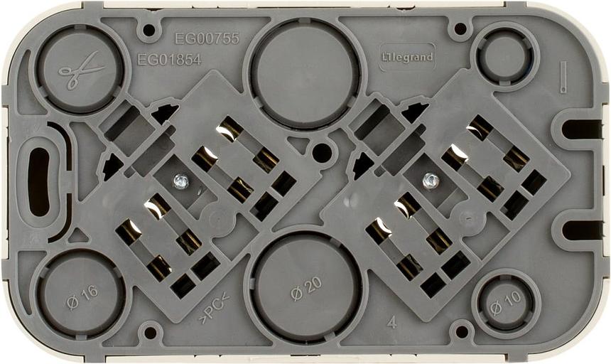 Блок силов. Legrand Quteo 782261 2розет. двойн. откр. зазем. IP21 слоновая кость фото 4